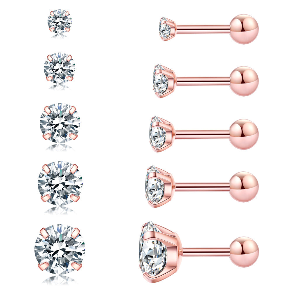 Fashionable Zircon Earrings, Simple And Personalized Titanium Steel Claw Earrings