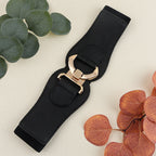 New Autumn And Winter Women's Wide Belt Metal Curved Buckle Belt With Suit Jacket Elastic Elastic Comfortable Waist