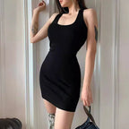Camisole Halter Cross Tight-fitting Cinched Sheath Dress Women