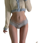 Korean Underwear Girl''s Thread Lace Edge Cross