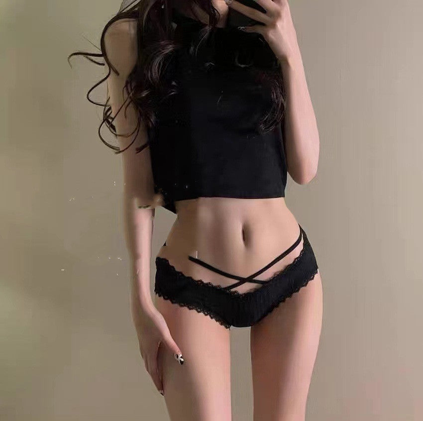 Korean Underwear Girl''s Thread Lace Edge Cross