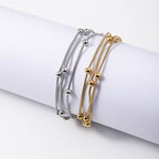 Stainless Steel Three-layer Beaded Bracelet Trendy Titanium Steel