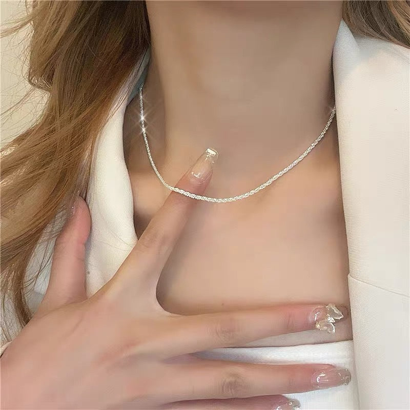 Sparkling Ultra-shiny Silver Delicate Necklace For Women