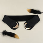 New Autumn And Winter Women's Wide Belt Metal Curved Buckle Belt With Suit Jacket Elastic Elastic Comfortable Waist