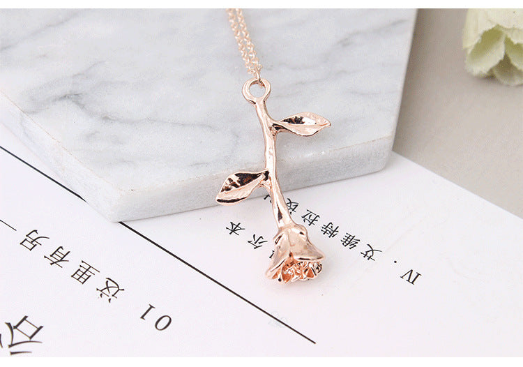 Pink gold rose color pendant necklace