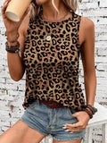 Casual Flow High Quality Leopard Print Round Neck Vest