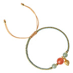 South Red Agate Lucky Bead Lotus Hand-Braided Bracelet