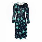 Womens Crew-Neck Casual Valentines Day Dress With A Heart And Digital Print