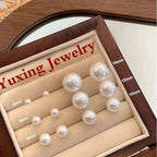 925 Silver Stud Earrings Female Large Pearl Earrings