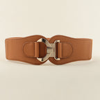 New Autumn And Winter Women's Wide Belt Metal Curved Buckle Belt With Suit Jacket Elastic Elastic Comfortable Waist