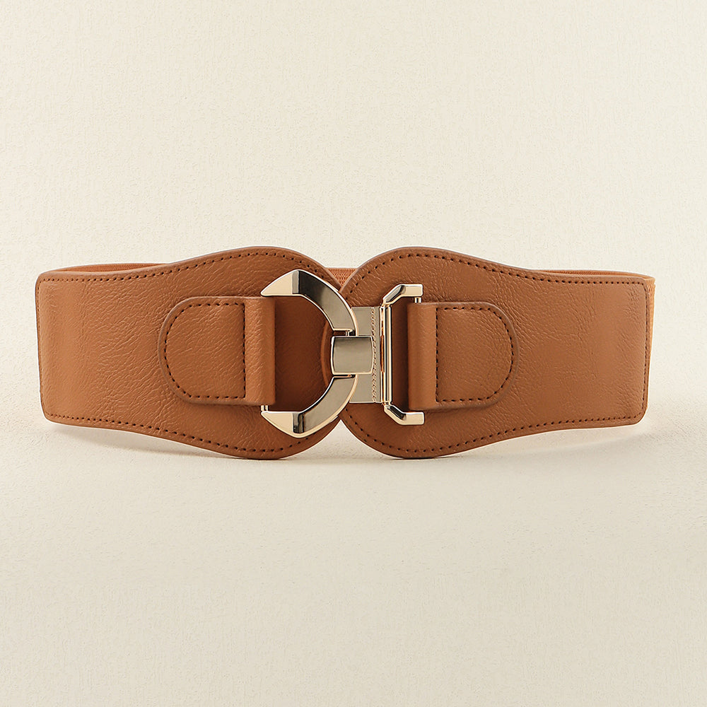 New Autumn And Winter Women's Wide Belt Metal Curved Buckle Belt With Suit Jacket Elastic Elastic Comfortable Waist