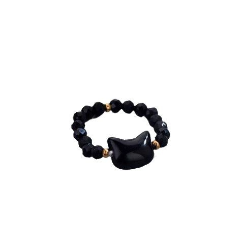 Couple Couple Rings Free Size Sweet Cute Cat Ring Black And White Cat Head Index Finger Ring