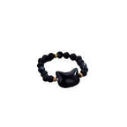 Couple Couple Rings Free Size Sweet Cute Cat Ring Black And White Cat Head Index Finger Ring