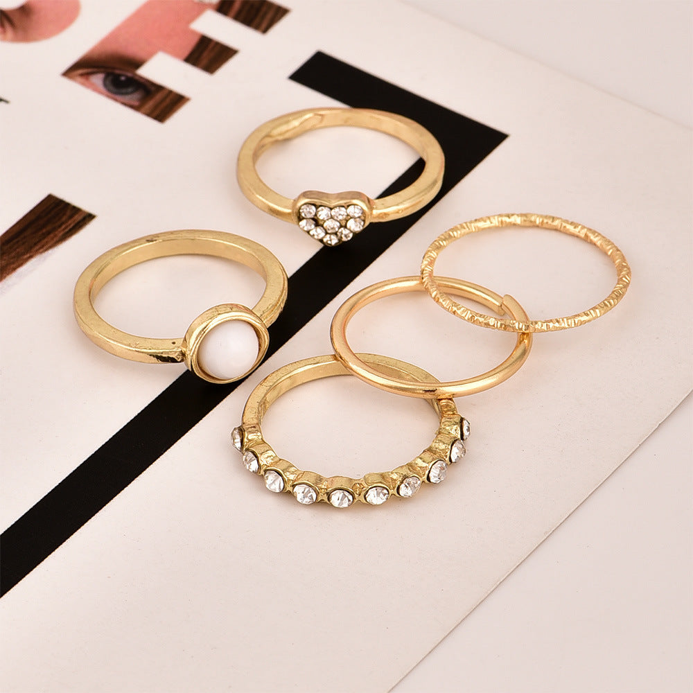 Women's Vintage Heart Opening Adjustable Ring Set