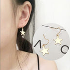 E869 Geometric Girl Flake Pentagram Star Earrings