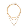 Womens Bold Multi-Layered Hip-Hop Geometric Necklace