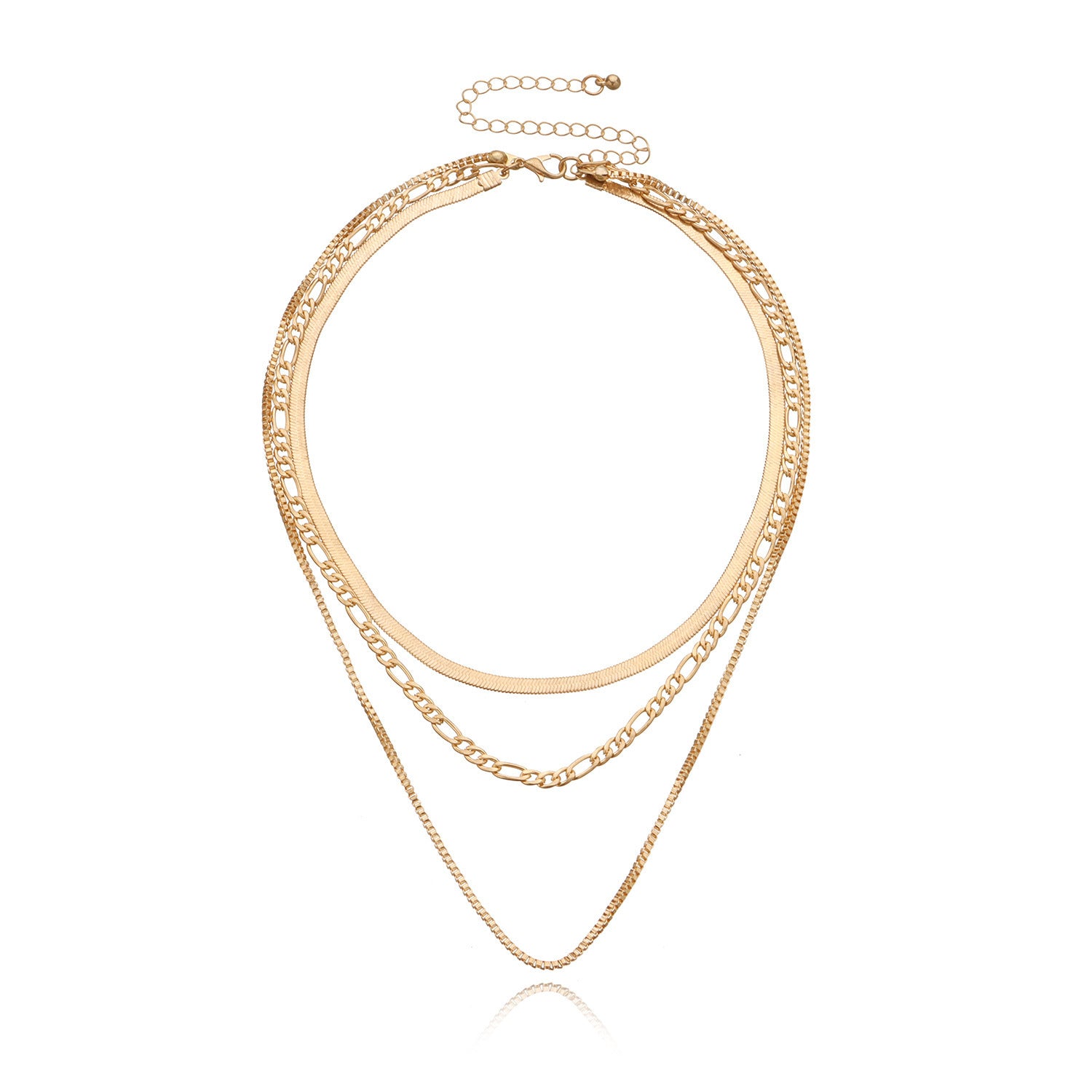 Womens Bold Multi-Layered Hip-Hop Geometric Necklace