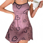 Womens Sexy Camisole Nightdress Printed Dress Nightgown And Sleepwear