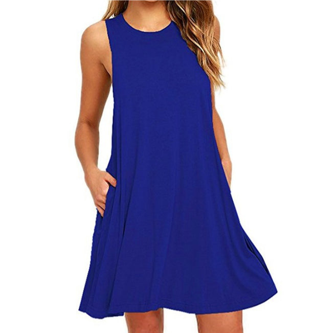 Sleeveless baggy vest pocket dress