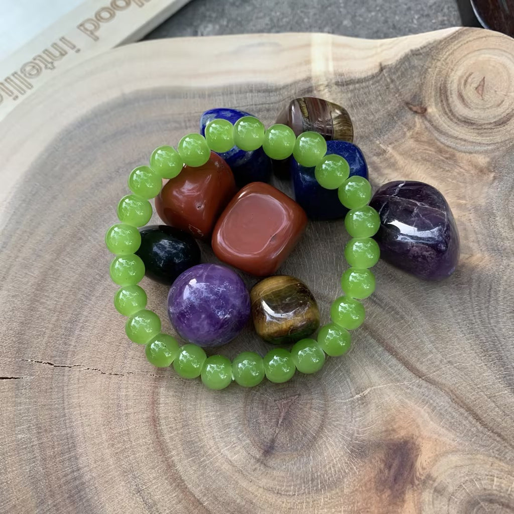 Green Grape Crystal Handmade Elastic Bracelet