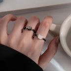 Couple Couple Rings Free Size Sweet Cute Cat Ring Black And White Cat Head Index Finger Ring