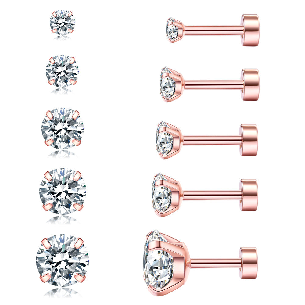 Fashionable Zircon Earrings, Simple And Personalized Titanium Steel Claw Earrings