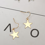 E869 Geometric Girl Flake Pentagram Star Earrings