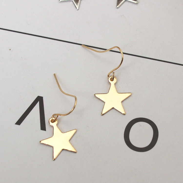 E869 Geometric Girl Flake Pentagram Star Earrings