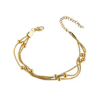 Stainless Steel Three-layer Beaded Bracelet Trendy Titanium Steel