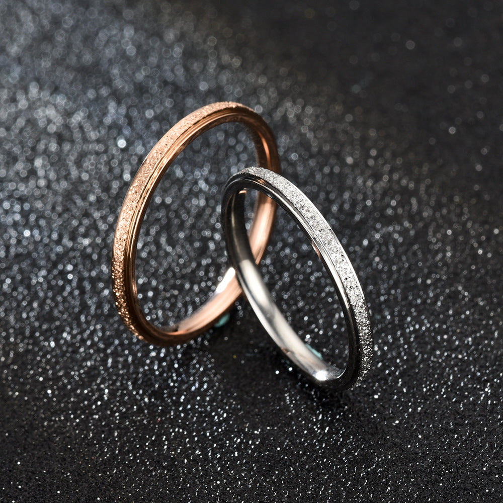 Romantic Simple Frosted Couple Couple Rings