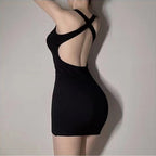 Camisole Halter Cross Tight-fitting Cinched Sheath Dress Women