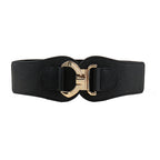 New Autumn And Winter Women's Wide Belt Metal Curved Buckle Belt With Suit Jacket Elastic Elastic Comfortable Waist
