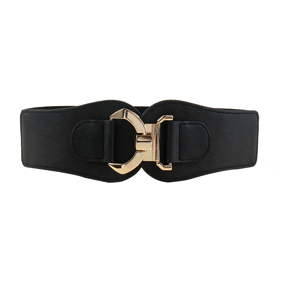 New Autumn And Winter Women's Wide Belt Metal Curved Buckle Belt With Suit Jacket Elastic Elastic Comfortable Waist