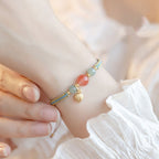 South Red Agate Lucky Bead Lotus Hand-Braided Bracelet