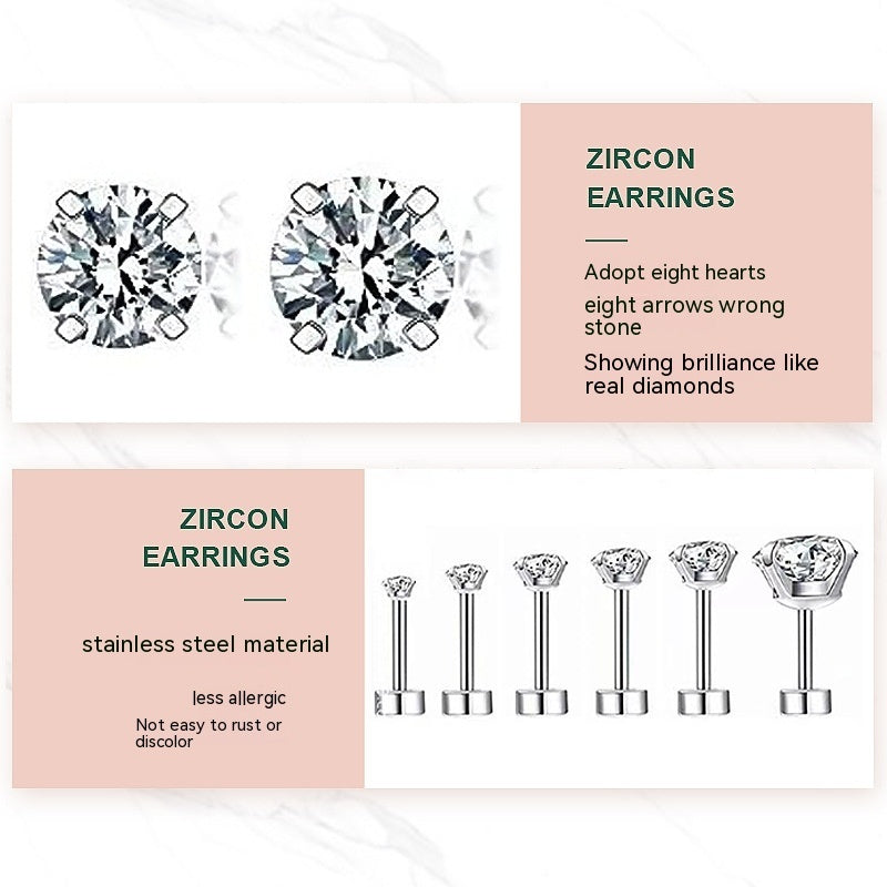 Fashionable Zircon Earrings, Simple And Personalized Titanium Steel Claw Earrings