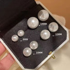 925 Silver Stud Earrings Female Large Pearl Earrings
