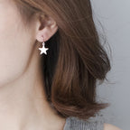 E869 Geometric Girl Flake Pentagram Star Earrings
