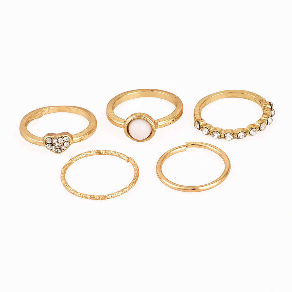 Women's Vintage Heart Opening Adjustable Ring Set