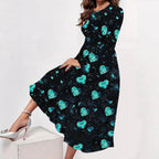 Womens Crew-Neck Casual Valentines Day Dress With A Heart And Digital Print