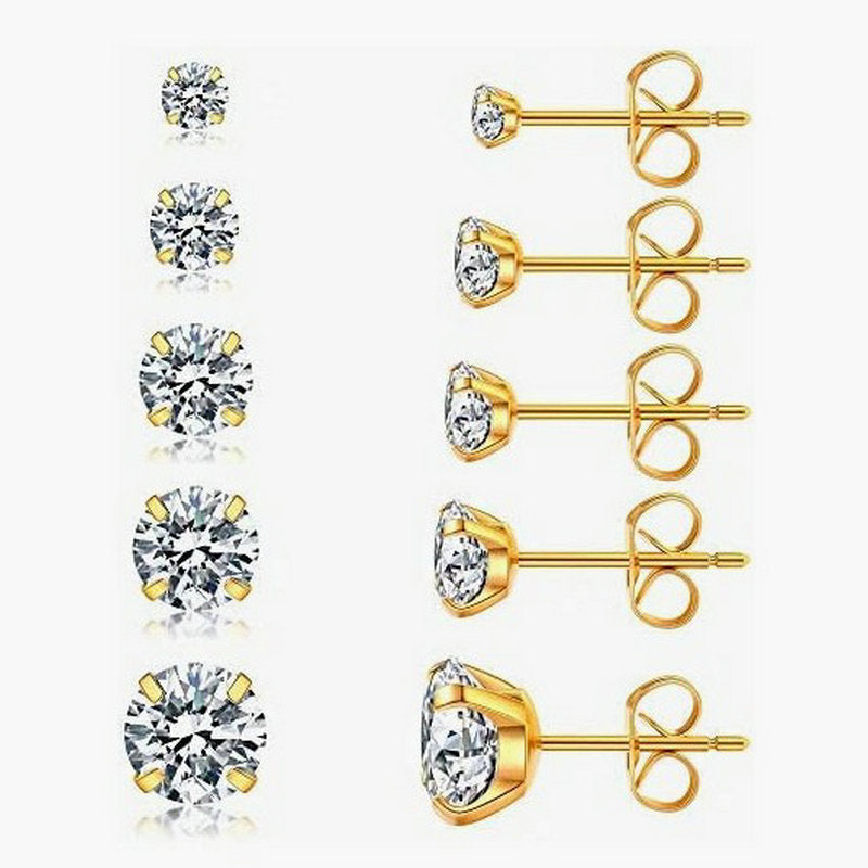 Fashionable Zircon Earrings, Simple And Personalized Titanium Steel Claw Earrings