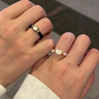 Couple Couple Rings Free Size Sweet Cute Cat Ring Black And White Cat Head Index Finger Ring