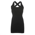 Camisole Halter Cross Tight-fitting Cinched Sheath Dress Women