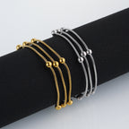 Stainless Steel Three-layer Beaded Bracelet Trendy Titanium Steel