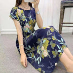 Ethnic Style Floral Dress Plus Size Printed