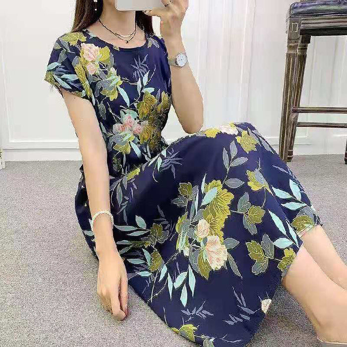 Ethnic Style Floral Dress Plus Size Printed